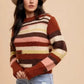 Annie Wear Color Block Round Neck Long Sleeve Sweater - DAVERRI FASHIONS