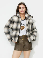 Plaid Zip Up Long Sleeve Jacket | Jackets Daverri Fashions