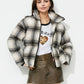 Plaid Zip Up Long Sleeve Jacket - DAVERRI FASHIONS