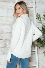 Half Zip Long Sleeve Knit Top | Knit Tops Daverri Fashions