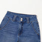 Daverri double button zip fly straight leg jeans in blue denim with high waist