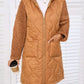 Zip Up Long Sleeve Hooded Coat - DAVERRI FASHIONS