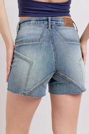 Judy Blue High Waist Star Seam Detail Denim Shorts | Denim Shorts Daverri Fashions