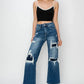 Risen Full Size High Rise Patch Detailed Wide Leg Crop Jeans - DAVERRI FASHIONS
