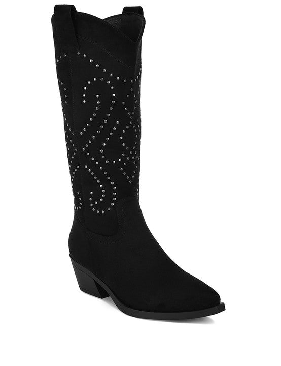 Lariat Studs Embellished Cowboy Boots | Boots Daverri Fashions