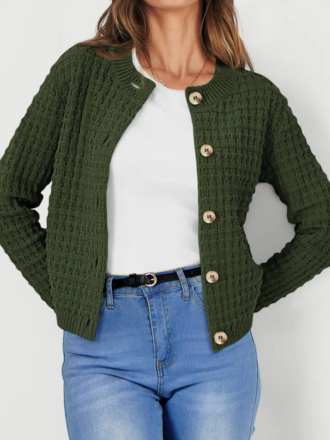 Textured Knit Button-Front Cardigan | Cardigans Daverri Fashions