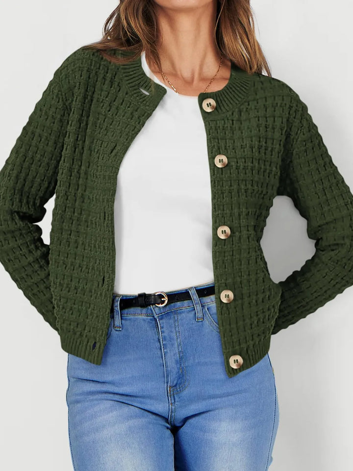 Textured Knit Button-Front Cardigan | Cardigans Daverri Fashions
