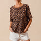 SO ME Leopard Thermal Waffle Knit Loose Fit Top leopard-print knit top