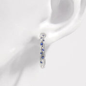 925 sterling silver huggie earrings with blue zircon gemstones