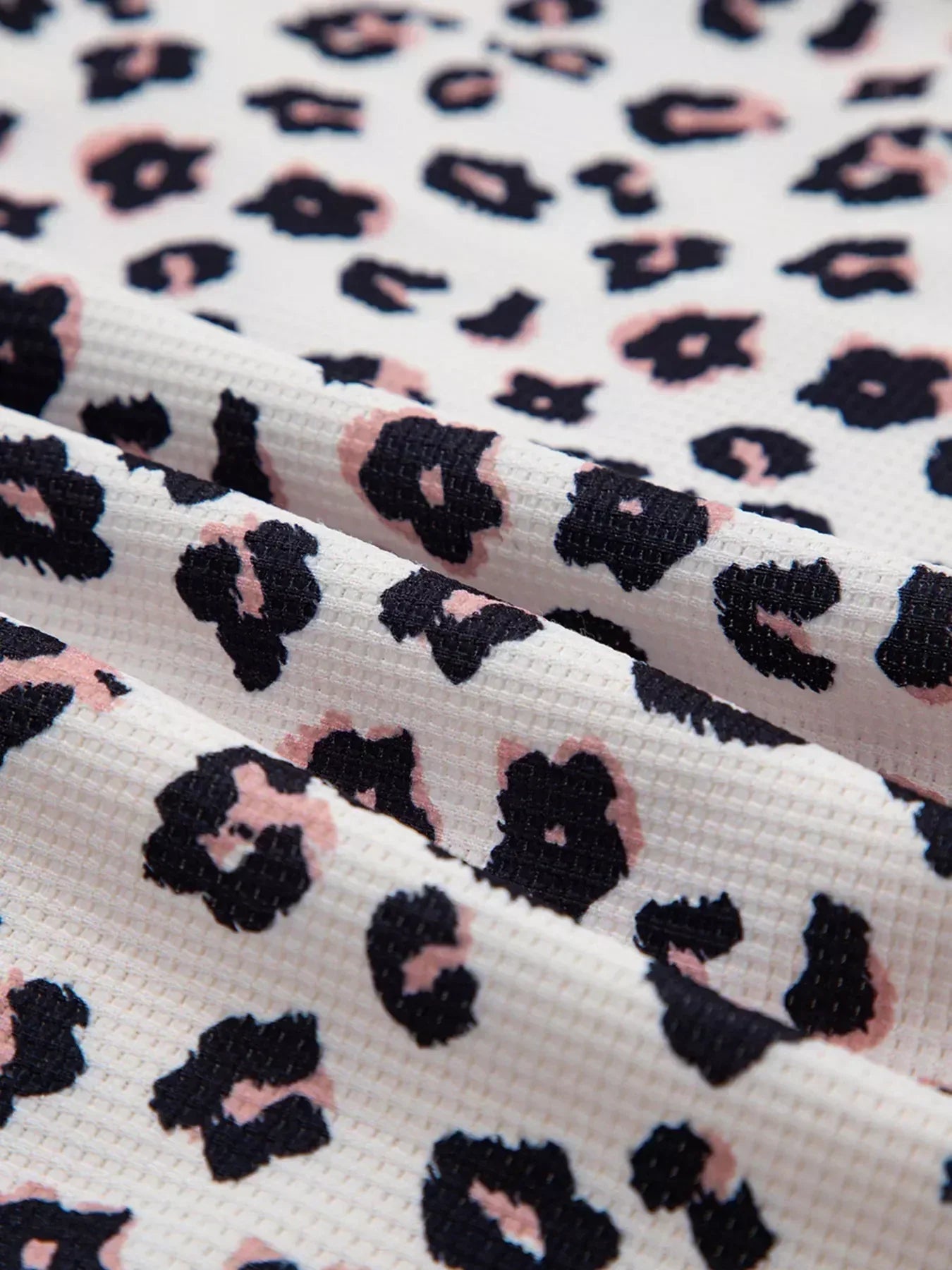 Leopard Waffle Quilted Patchwork Button Front Jacket - DAVERRI FASHIONS