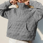 Double Take Half Zip Long Sleeve Quilted Sweatshirt with Pocket - DAVERRI FASHIONS
