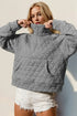 Double Take Half Zip Long Sleeve Quilted Sweatshirt with Pocket - DAVERRI FASHIONS