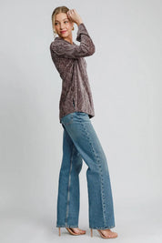 Umgee Side Slit Texture Button Up Shirt | Daverri Fashions