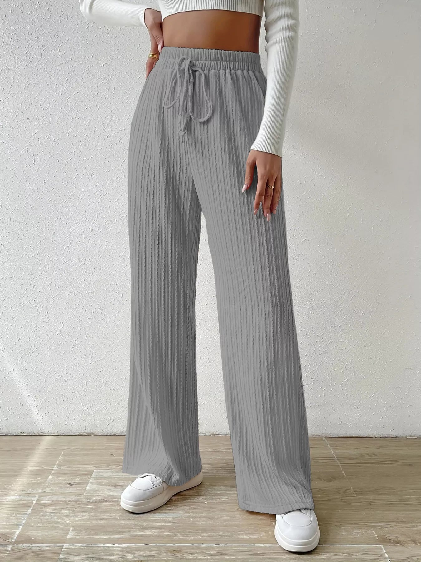Drawstring Wide Leg Pants | Lounge Pants Daverri Fashions