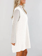 Lovelet Cable Knit V-Neck Mini Sweater Overall Dress | Mini Dresses Daverri Fashions