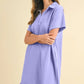 Annie Wear Mineral Washed Johnny Collar Short Sleeve Dress