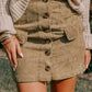 Corduroy Buttoned Front Mini Skirt - DAVERRI FASHIONS