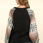 VERY J Printed Long Sleeve Round Neck Knit Top - DAVERRI FASHIONS
