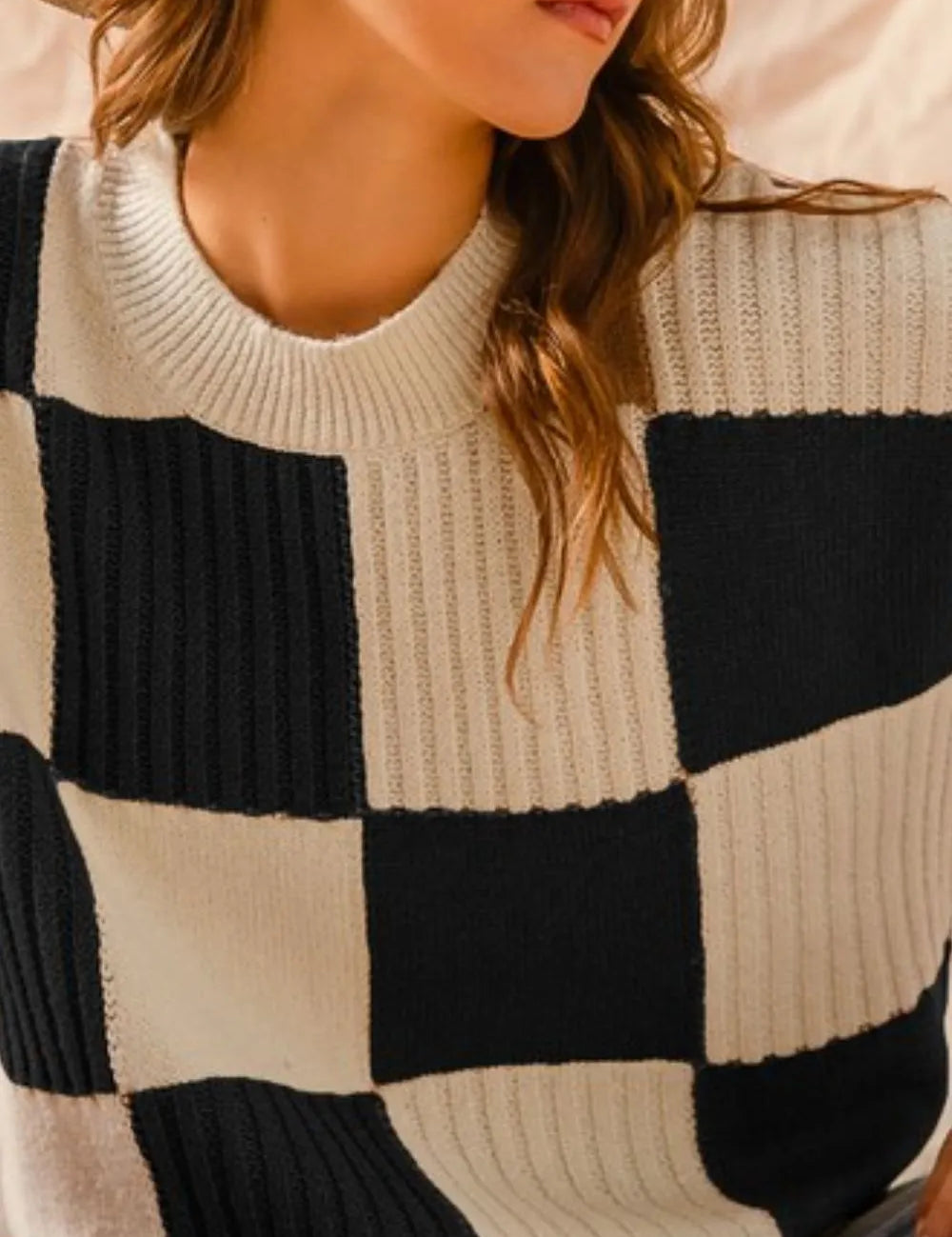 SO ME Check Plaid Casual Sweater Top | Sweaters Daverri Fashions