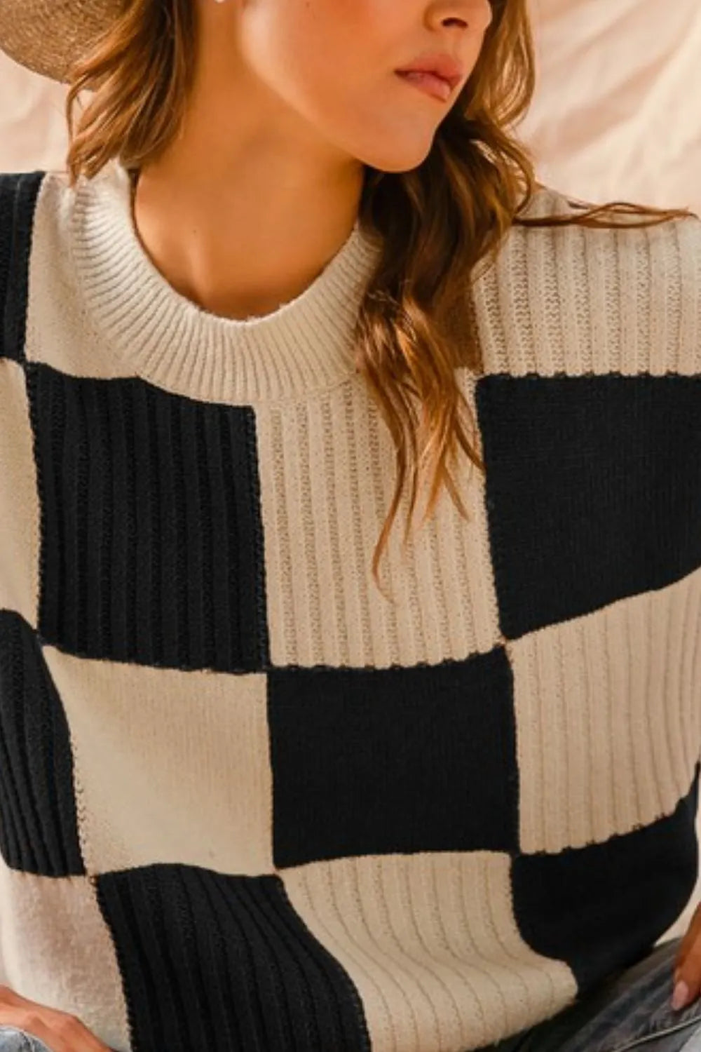 SO ME Check Plaid Casual Sweater Top