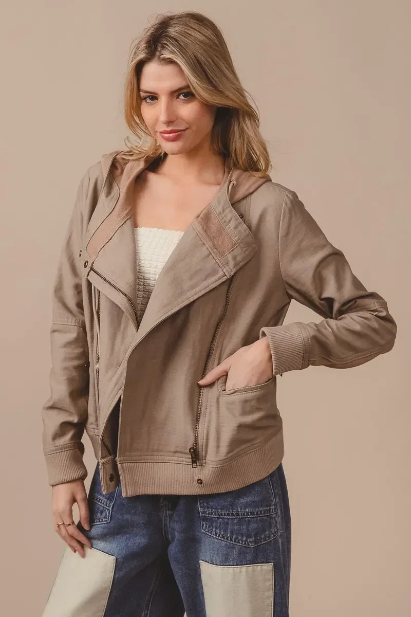 BiBi Textured Woven Rider Jacket - DAVERRI FASHIONS
