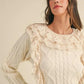 MABLE Ruffled Lace Crochet Sweater - DAVERRI FASHIONS