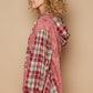 POL Star Patch Plaid Long Sleeve Hooded Top - DAVERRI FASHIONS