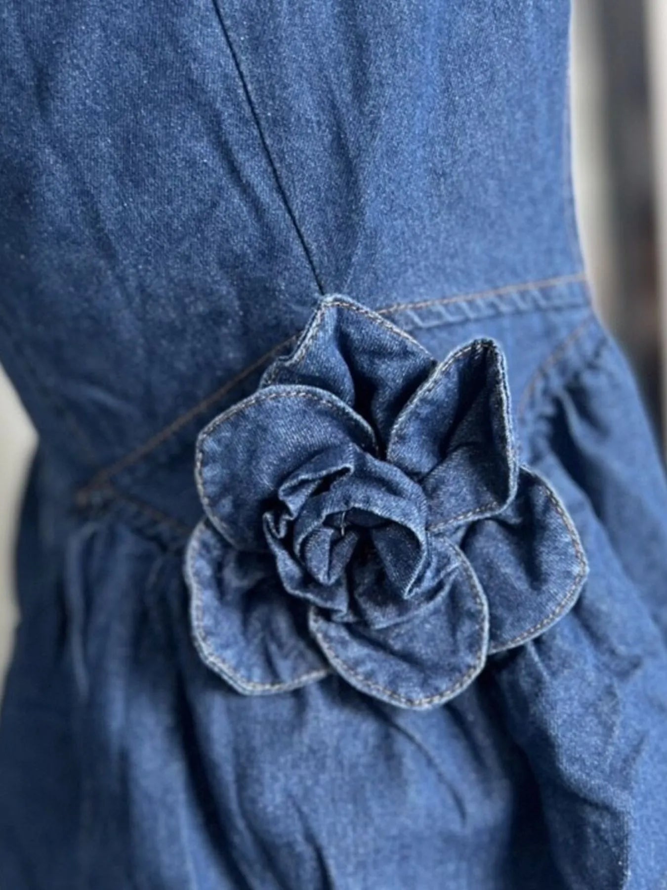 Ruffled Layered Scoop Neck Denim Dress | Daverri Fashions