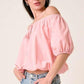 Mittoshop Linen Two-Way Short Sleeve Crop Blouse - DAVERRI FASHIONS