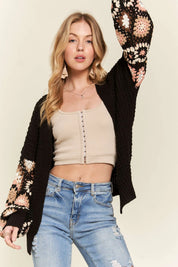 ADORA Multi Color Sleeve Crochet Cardigan | Cardigans Daverri Fashions