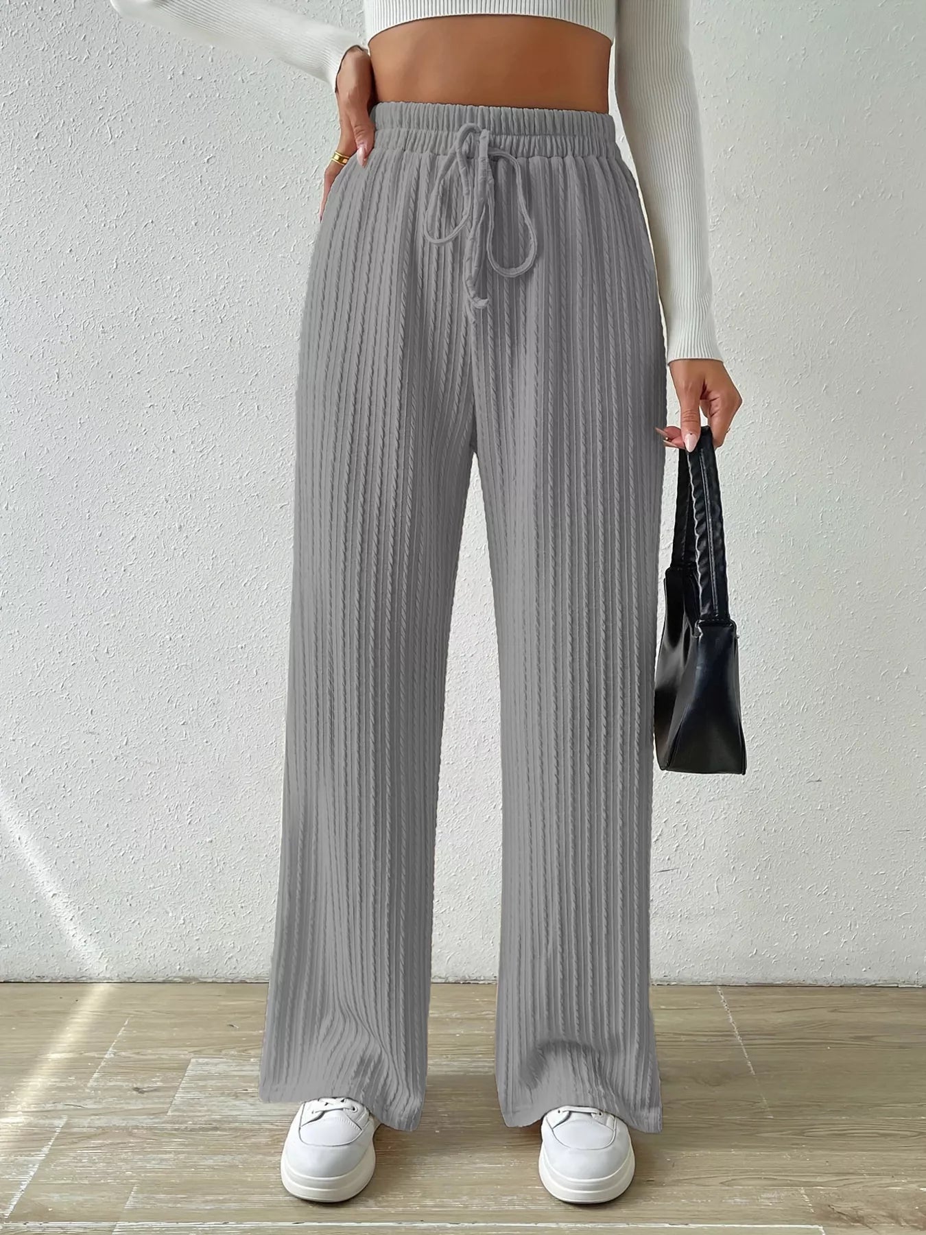 Drawstring Wide Leg Pants | Lounge Pants Daverri Fashions