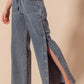 SO ME Mid Rise Drawstring Jeans with Side Snap Button
