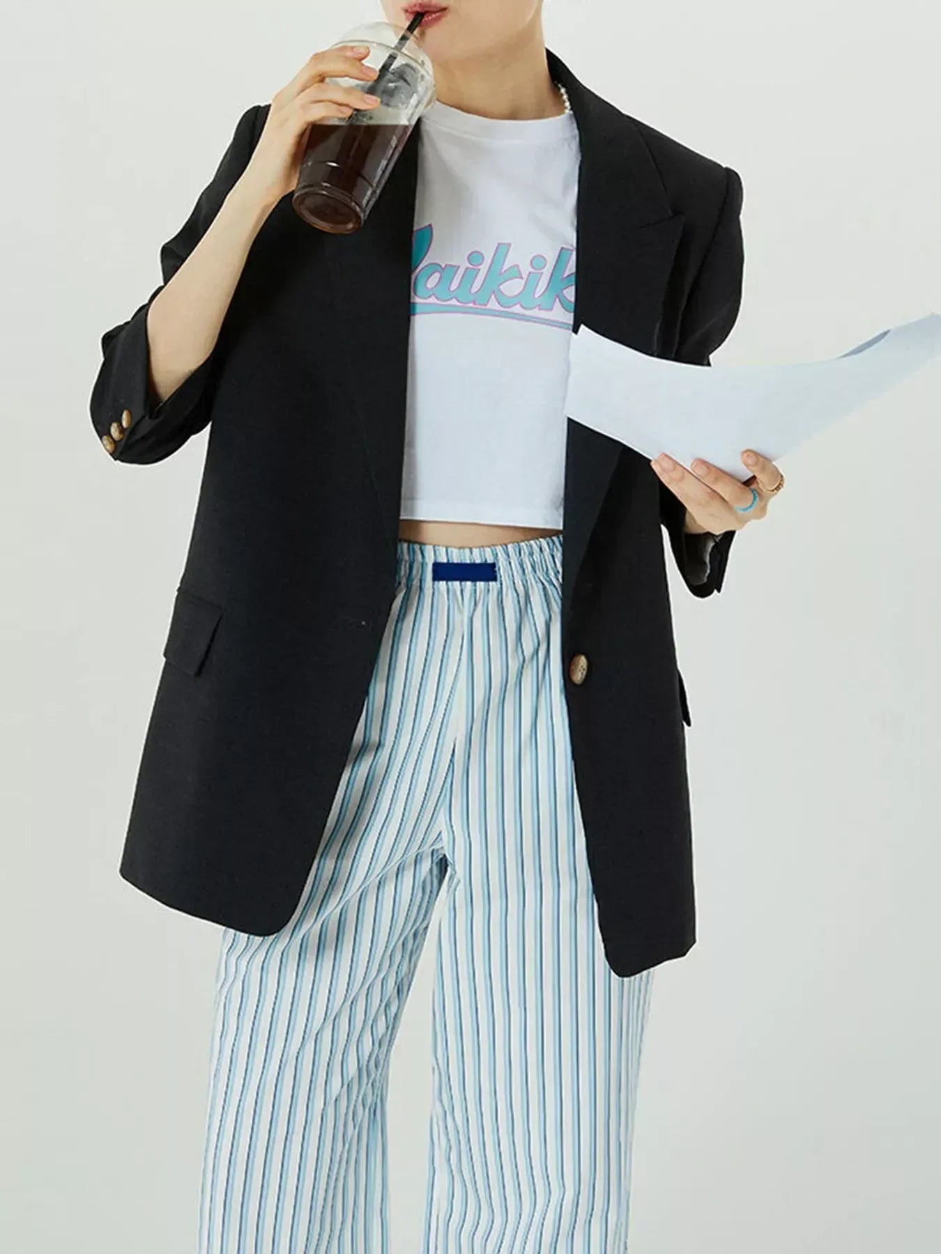 Elastic Waist Wide Leg Pants - DAVERRI FASHIONS