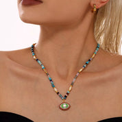 Multicolor One Size Zircon Bead Evil Eye Pendant Necklace | Necklaces Daverri Fashions