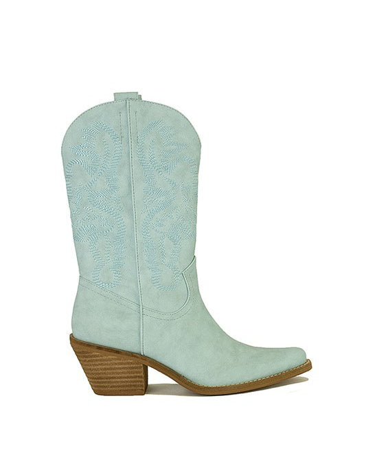 TURQUOISE ADELA WESTERN BOOTS | Boots Daverri Fashions