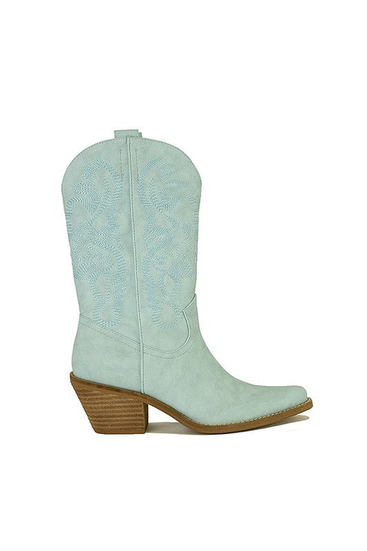 TURQUOISE ADELA WESTERN BOOTS | Boots Daverri Fashions