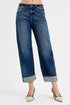RISEN Slouchy Crop Barrel Cuffed Jeans - DAVERRI FASHIONS