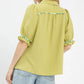 Umgee sage green scalloped trim blouse with puffed sleeves and ruffled cuffs