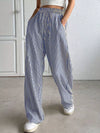 Daverri striped high-waisted wide-leg pants, blue white vertical stripes