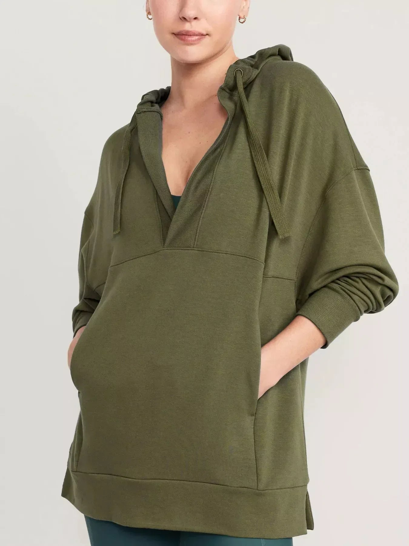 Drawstring Kangaroo Pocket Long Sleeve Hoodie - DAVERRI FASHIONS