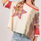 SAGE + FIG Round Neck Plaid Star Patch T-Shirt T-Shirts