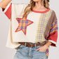 SAGE + FIG Round Neck Plaid Star Patch T-Shirt Berry M T-Shirts
