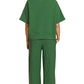 Zenana Ribbed Round Neck Tee & Pants Set - DAVERRI FASHIONS