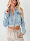 Distressed Zip Up Cropped Hooded Denim Jacket - DAVERRI FASHIONS