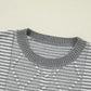 Striped Round Neck Dropped Shoulder Sweater - DAVERRI FASHIONS
