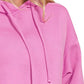 Zenana Drawstring Relaxed Fit Fleece Hoodie Bright Mauve - DAVERRI FASHIONS