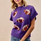BiBi Gameday Sequin Football Patches Rib Banded Sweater - DAVERRI FASHIONS