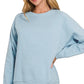 Zenana Fleece Round Neck Ribbed Side Raglan Sweatshirt - DAVERRI FASHIONS
