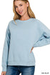 Zenana Fleece Round Neck Ribbed Side Raglan Sweatshirt - DAVERRI FASHIONS