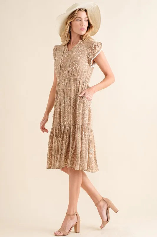 And The Why Boho Printed Tiered Dress Knee Length Dresses